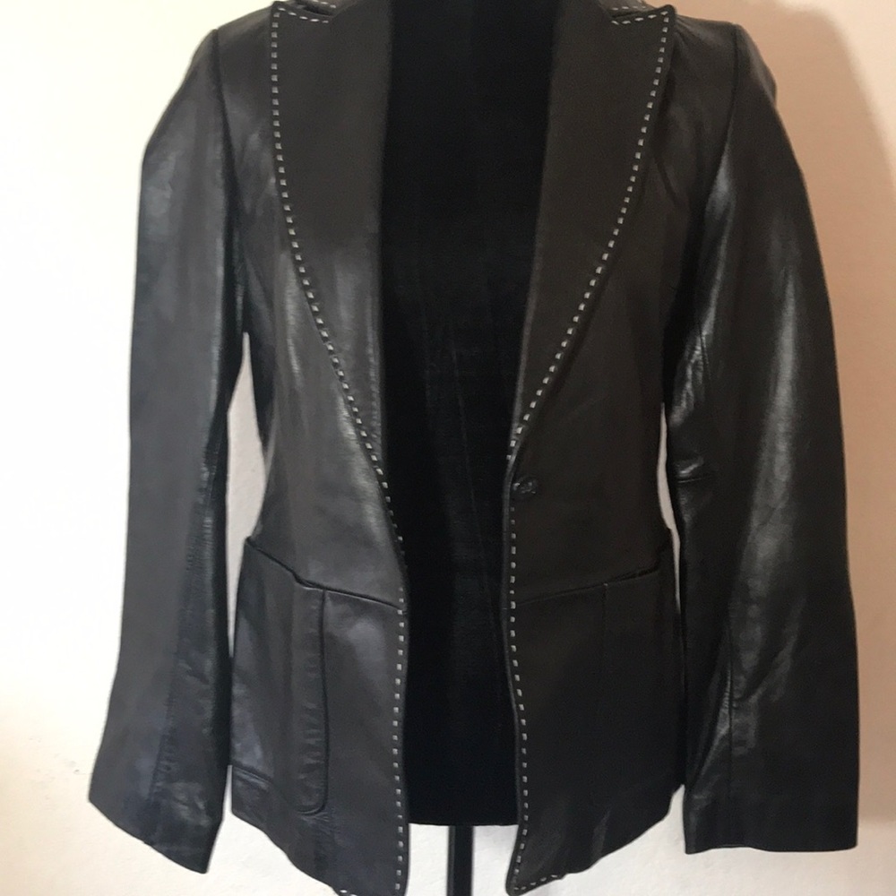Banana Republic Black genuine leather jacket 8